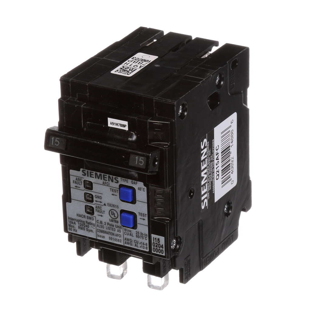 Siemens Q215AFC 2Pole 15A 120/240V AC Combination Arc Fault Circuit