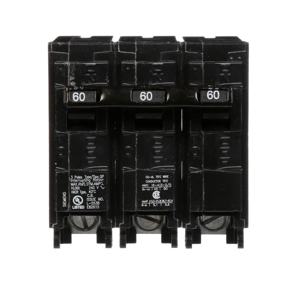 Siemens Industry Q360 Breaker 60 Amp 3-Pole 240 Volt Circuit Breaker Siemens Industry Q360 Breaker 60 Amp 3-Pole 240 Volt Circuit Breaker