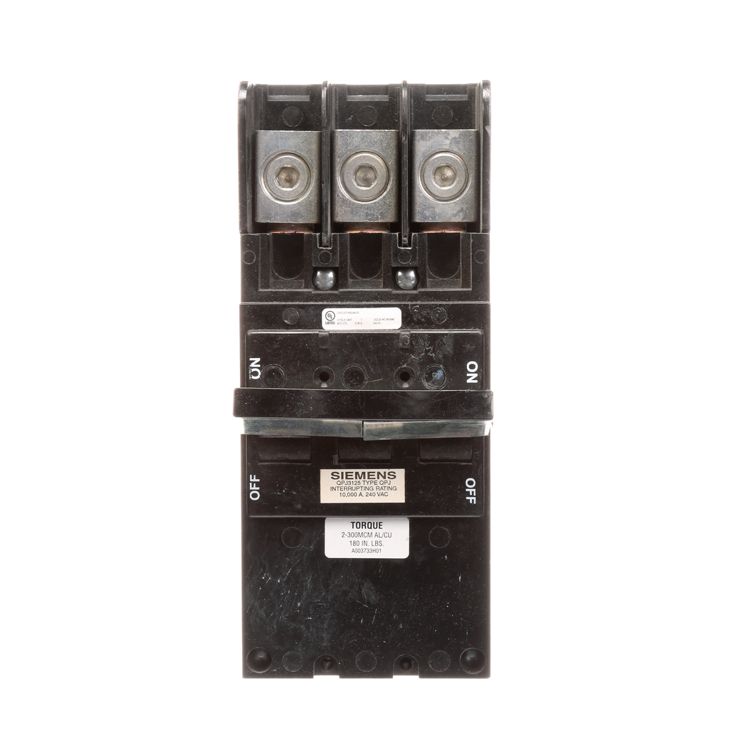 Product image for Siemens QPJ3125 3-Pole 125 Amp 240 Volt 10 K Plug-In Circuit Breaker