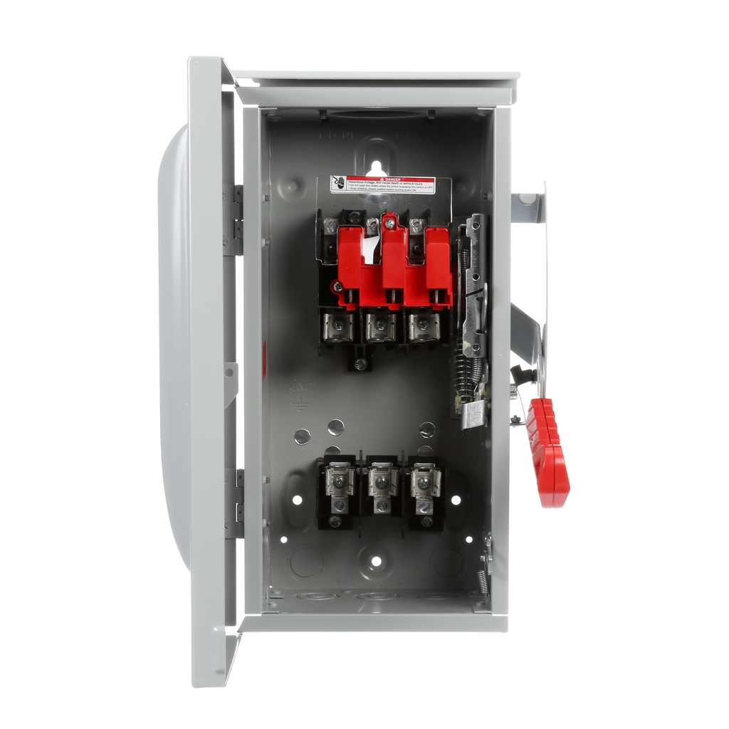 Siemens Industry HF361R 480/600 VAC 250 VDC 30 Amp 3-Pole 3-Wire NEMA 3R Heavy Duty Fusible Safety Switch Siemens Industry HF361R 480/600 VAC 250 VDC 30 Amp 3-Pole 3-Wire NEMA 3R Heavy Duty Fusible Safety Switch