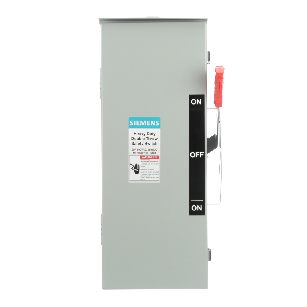 Siemens Industry DTNF361R 600 VAC/250 VDC 30 Amp 3-Pole 3-Wire NEMA 3R Heavy Duty Non-Fusible Safety Switch Siemens Industry DTNF361R 600 VAC/250 VDC 30 Amp 3-Pole 3-Wire NEMA 3R Heavy Duty Non-Fusible Safety Switch