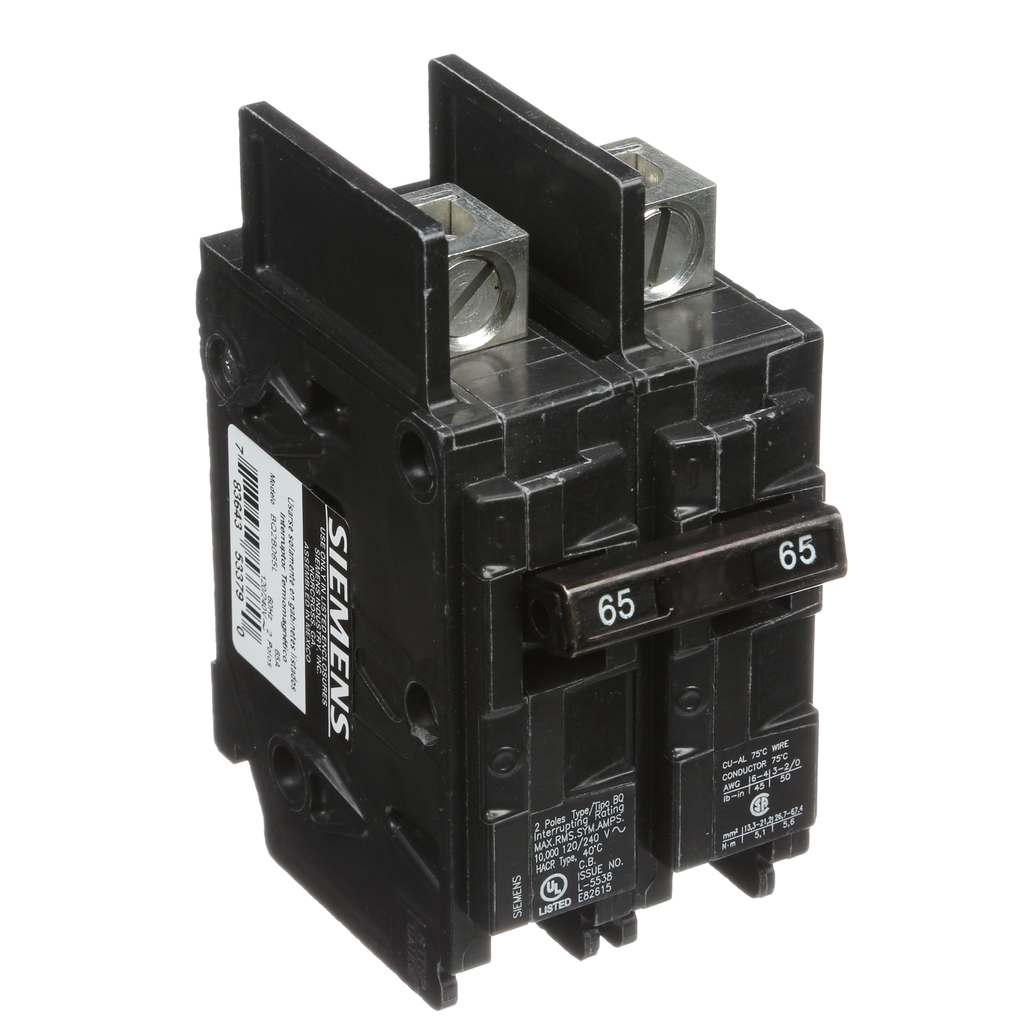 Siemens BQ2B065L BRKR BQ 2P 120/240V 65 Crawford Electric Supply