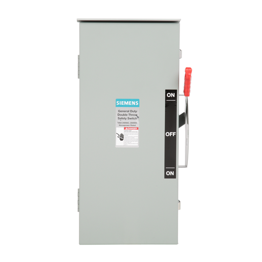 Product image for Siemens DTGNF223NR 240 VAC 100 Amp 2-Pole 3-Wire NEMA 3R General Duty Non-Fusible Safety Switch