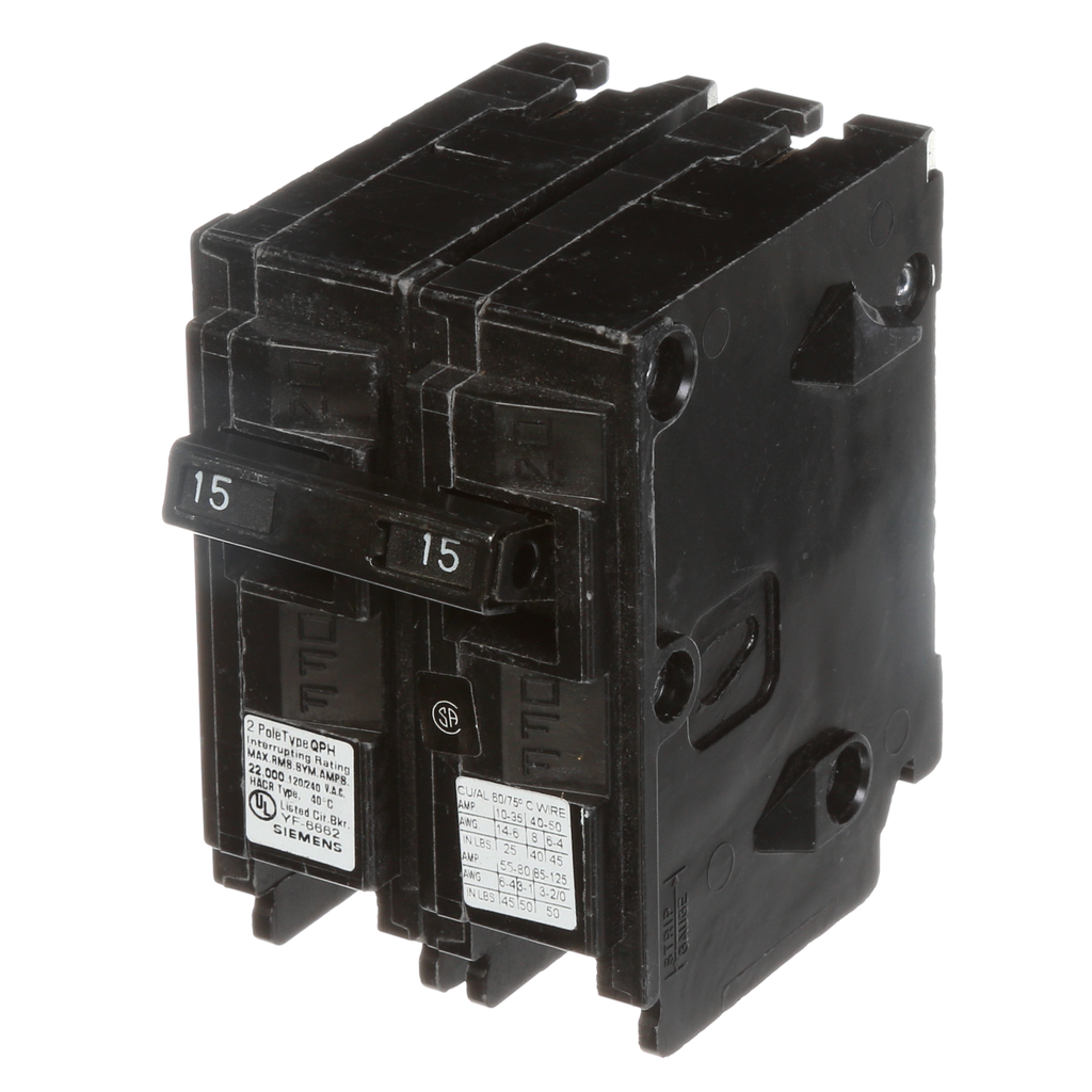 Siemens Q215 2Pole 15 Amp 120/240 VAC 10 kA Circuit Breaker Viking