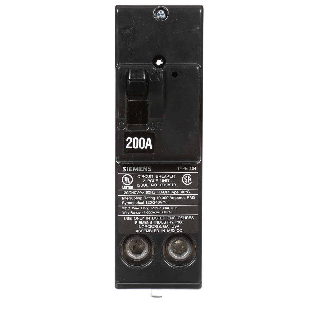 Siemens Industry QN2200 2-Pole 200 Amp 120/240 Volt 10 K Circuit Breaker Siemens Industry QN2200 2-Pole 200 Amp 120/240 Volt 10 K Circuit Breaker