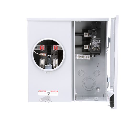 Product image for Siemens MM0202B1150 Combination Meter / Main, 120/240 VAC 1-Phase 3-Wire, 200A Meter Socket / 150A Main, 2-Circuit 22kA, 4-Jaw, No Bypass, Ring Cover, NEMA 3R