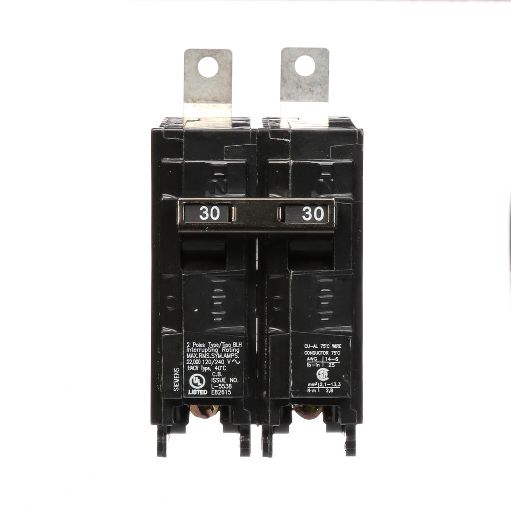 Siemens Industry B230H 2-Pole 30 Amp 120/240 Volt 22 K Circuit Breaker Siemens Industry B230H 2-Pole 30 Amp 120/240 Volt 22 K Circuit Breaker