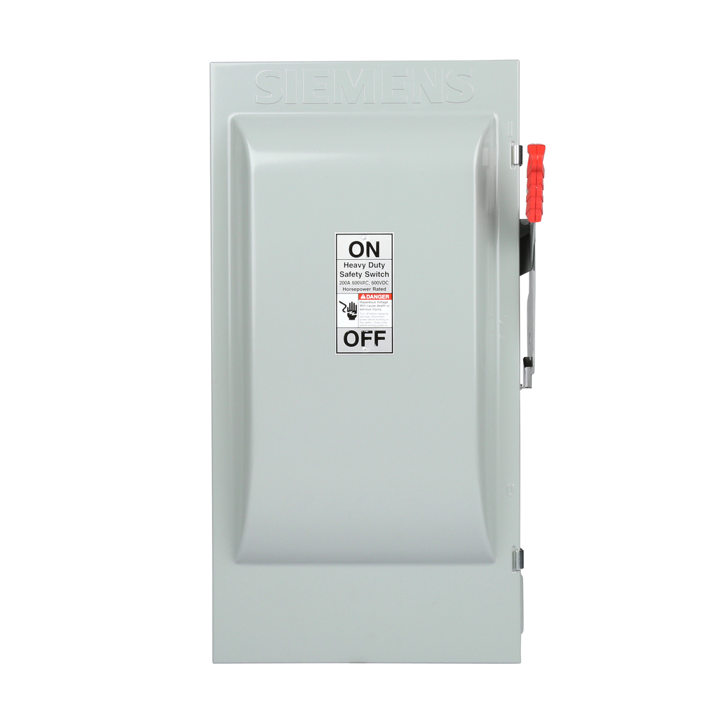 Siemens Industry HF364J 480/600 VAC 250/600 VDC 200 Amp 3-Pole 3-Wire NEMA 12 Heavy Duty Fusible Safety Switch Siemens Industry HF364J 480/600 VAC 250/600 VDC 200 Amp 3-Pole 3-Wire NEMA 12 Heavy Duty Fusible Safety Switch