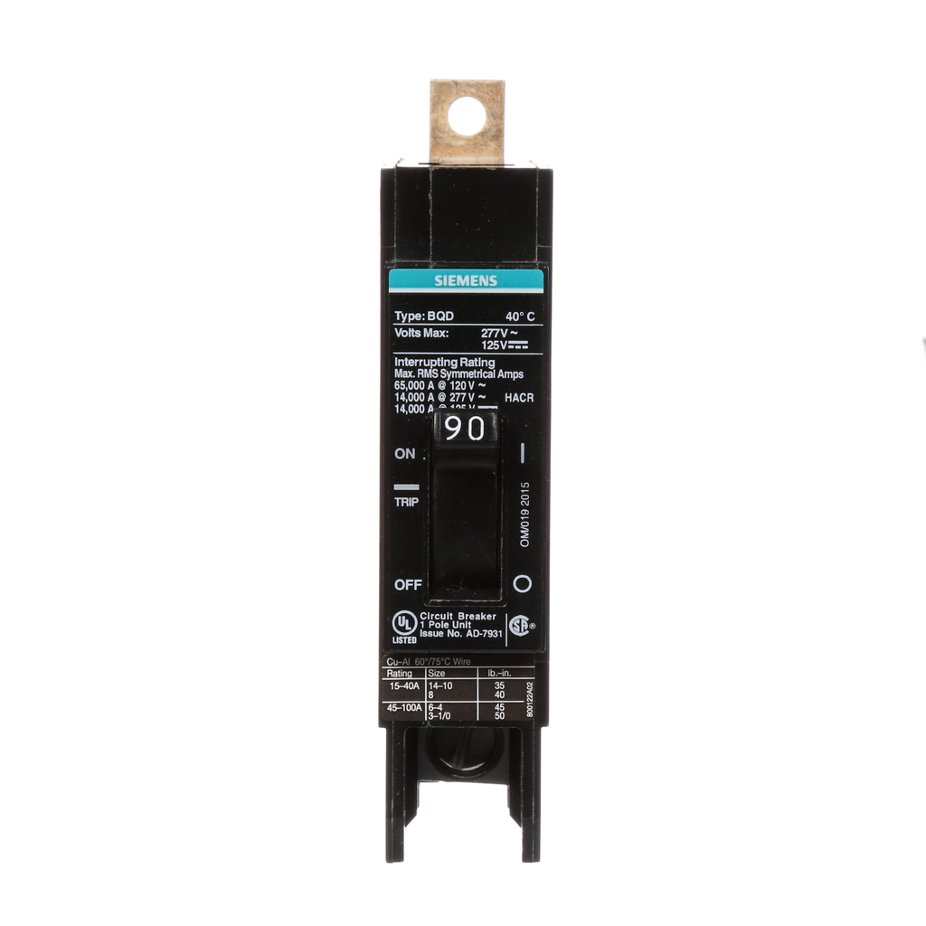 S-A BQD190 BREAKER BQD 1P 90A 277VA S-A BQD190 BREAKER BQD 1P 90A 277VA