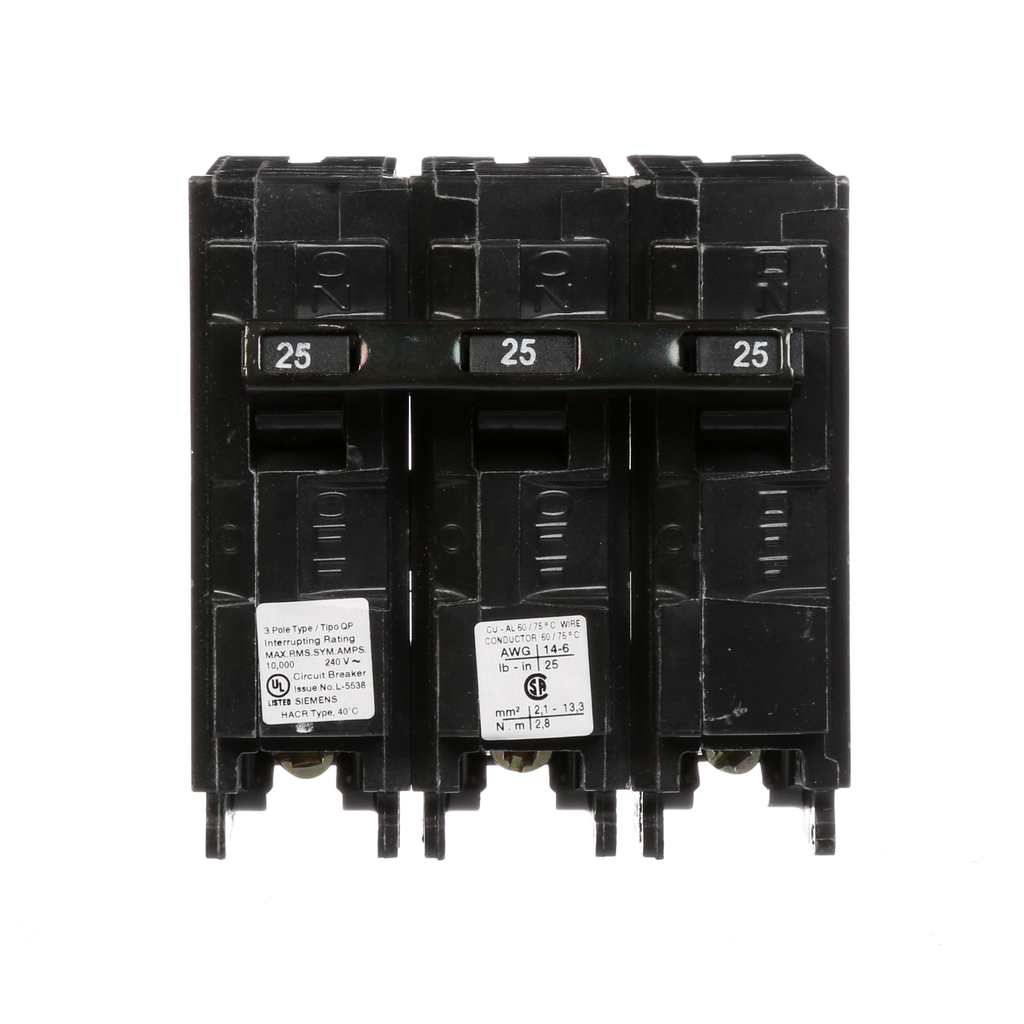 Siemens Industry Q325 Breaker 25 Amp 3-Pole 240 Volt Circuit Breaker Siemens Industry Q325 Breaker 25 Amp 3-Pole 240 Volt Circuit Breaker