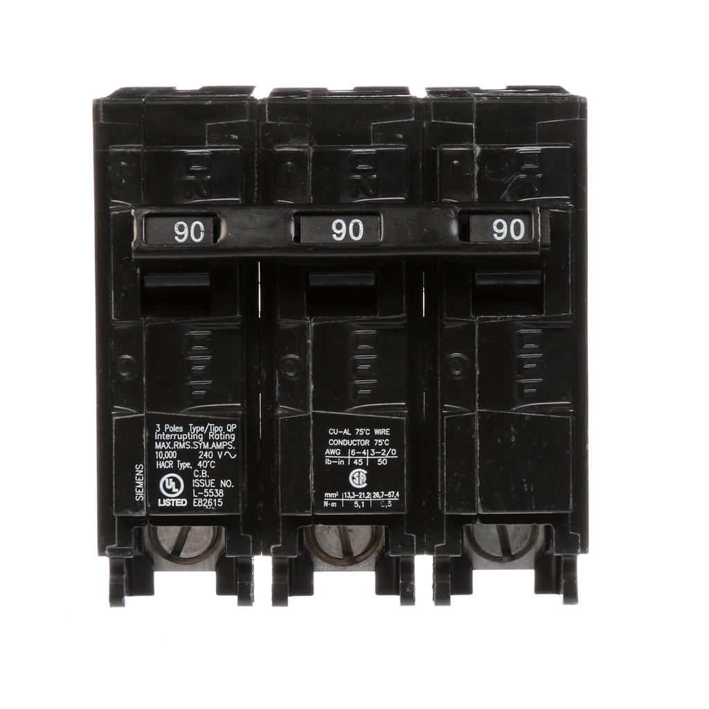 Siemens Industry Q390 Breaker 90 Amp 3-Pole 240 Volt Circuit Breaker Siemens Industry Q390 Breaker 90 Amp 3-Pole 240 Volt Circuit Breaker