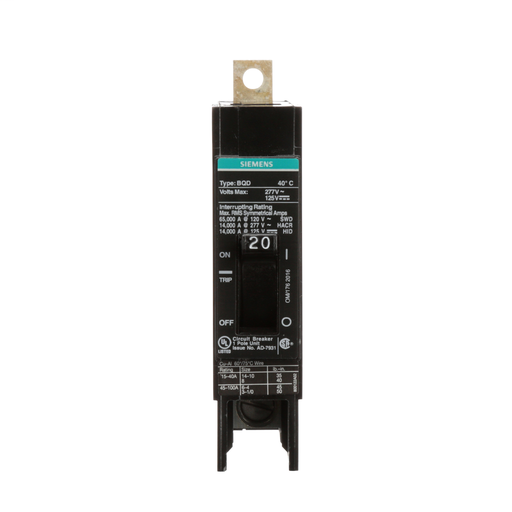 Product image for Siemens BQD120BP BREAKER BQD 1P 20A 277