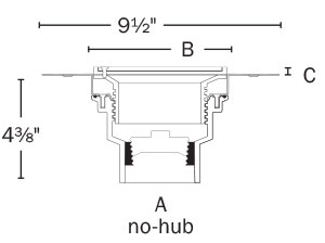 834-3DHSQ Halo™ Cleanout Adjustable Cleanout with Deck Flange Ductile Iron No-Hub Connection