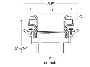833-22DIR Cast Iron No-Hub Connection FinishLine™ Adjustable Flashing Drain Cast Iron No-Hub Connection 6 1/2" Tops