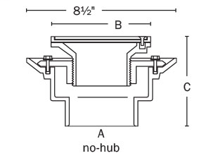 863-24SQ Flashing Drain Cast Iron No-Hub Connection