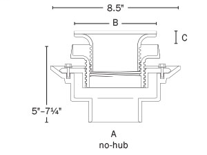 833-235DSQ FinishLine™ Adjustable Flashing Drain Cast Iron No-Hub Connection 5 1/2" Tops