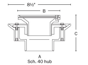 863-33SR Flashing Drain Sch. 40 Hub Connection Round Pattern Ring and Strainer
