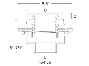833-235SR FinishLine™ Adjustable Flashing Drain Cast Iron No-Hub Connection - ABS on Cast-5 1/2"