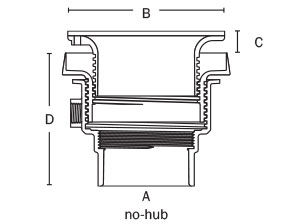832-3DiR FinishLine™ Adjustable Floor Drain Ductile Iron No-Hub Connection 6 1/2" Tops