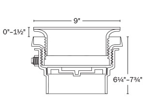 834-6DNR 6" no-hub cleanout with nickel bronze ring & cover FinishLine™ Adjustable Ductile Iron No-Hub Connection-9"