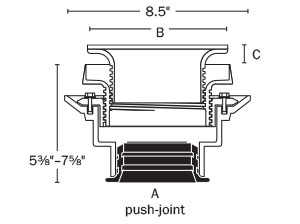833-63SR FinishLine™ Adjustable Flashing Drain Cast Iron Push-Joint Connection - ABS on Cast-6 1/2"