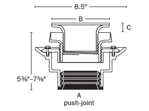 833-635F FinishLine™ Adjustable Flashing Drain Cast Iron Push-Joint Connection - ABS on Cast-5 1/2"
