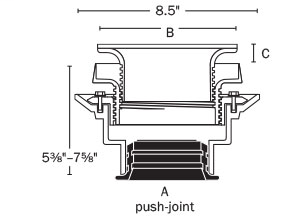 833-62DNQ FinishLine™ Adjustable Flashing Drain Cast Iron Push-Joint Connection Ductile on Cast-6 1/2"