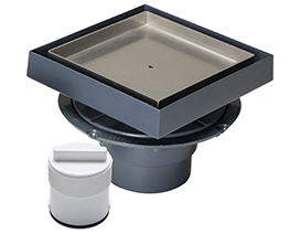 821-T2PT5A Shower drain with Tile-in head - 2" Sch. 40 hub connection, 5" ABS head - Stainless tile-in tray Tile-In Shower Drains