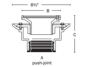 863-62SR Flashing Drain Cast Iron Push-Joint Connection