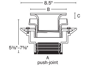 833-635DNR FinishLine™ Adjustable Flashing Drain Cast Iron Push-Joint Connection Ductile on Cast-5 1/2"