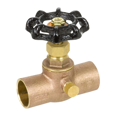 1/2″ Cast Brass 125 CWP Sweat Straight Stop with Drain - Series 146
