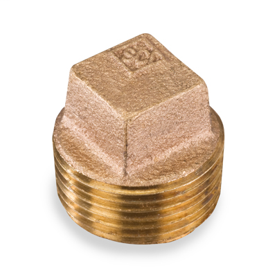 2″ Bronze 125# Threaded Square Head Cored Plug, UL