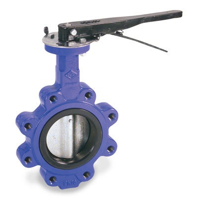 12″ 200 psi - Cast Iron Body - Lug Style - Nickel Plated Ductile Iron Disc - Buna-N Seat - Lever Operated - Butterfly Valve - Series 0160