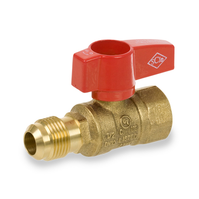 1/2 × 3/8 Forged Brass FIP x Flare Straight 2-Piece Gas Valve Series 230