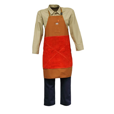 Stanco Safety Products Size 24" X 18" Rust Brown Cotton Flame Resistant Bib Apron With String Tie Closure And Belly Patch