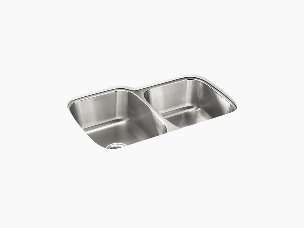 McAllister® Under-mount Large/Small Kitchen Sink, 31-3/4" x 20-3/4"/18" x 8-5/16" -40 pack