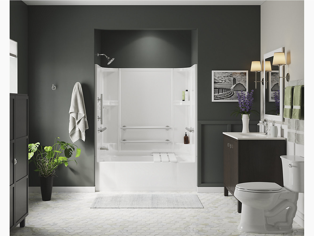 Accord® Series 7124, 60” x 30” ADA Bath/Shower With Grab Bars and Bath Seat