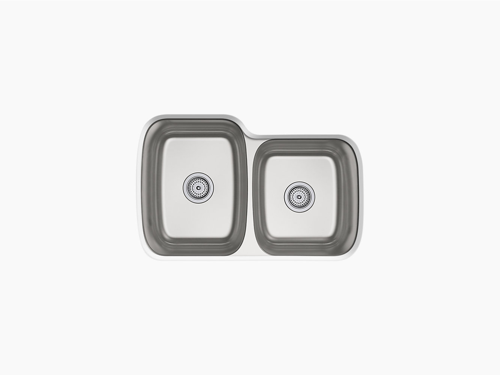 McAllister® Under-mount Large/Small Kitchen Sink, 31-3/4" x 20-3/4"/18" x 8-5/16"