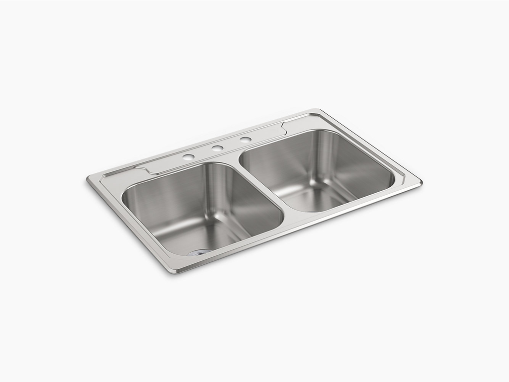 Middleton® Top-Mount Double-Equal Kitchen Sink, 33" x 22" x 8"