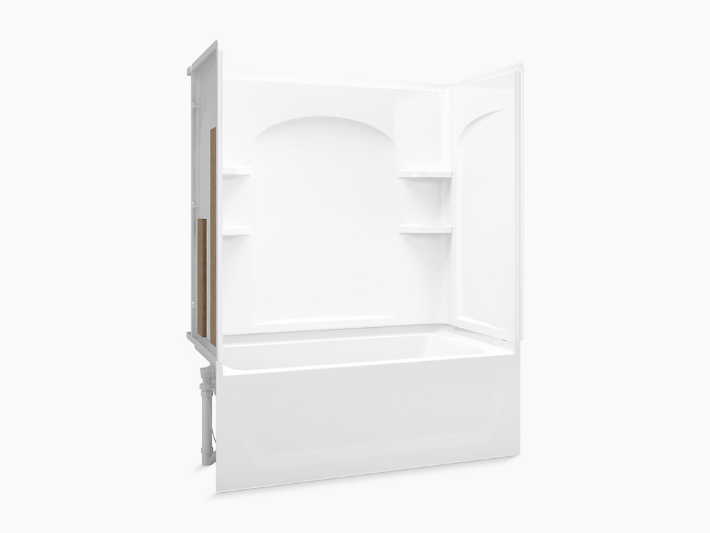Ensemble™ Series 7122, 60” x 32” Bath/Shower With Above-Floor Drain and Aging in Place Backerboards