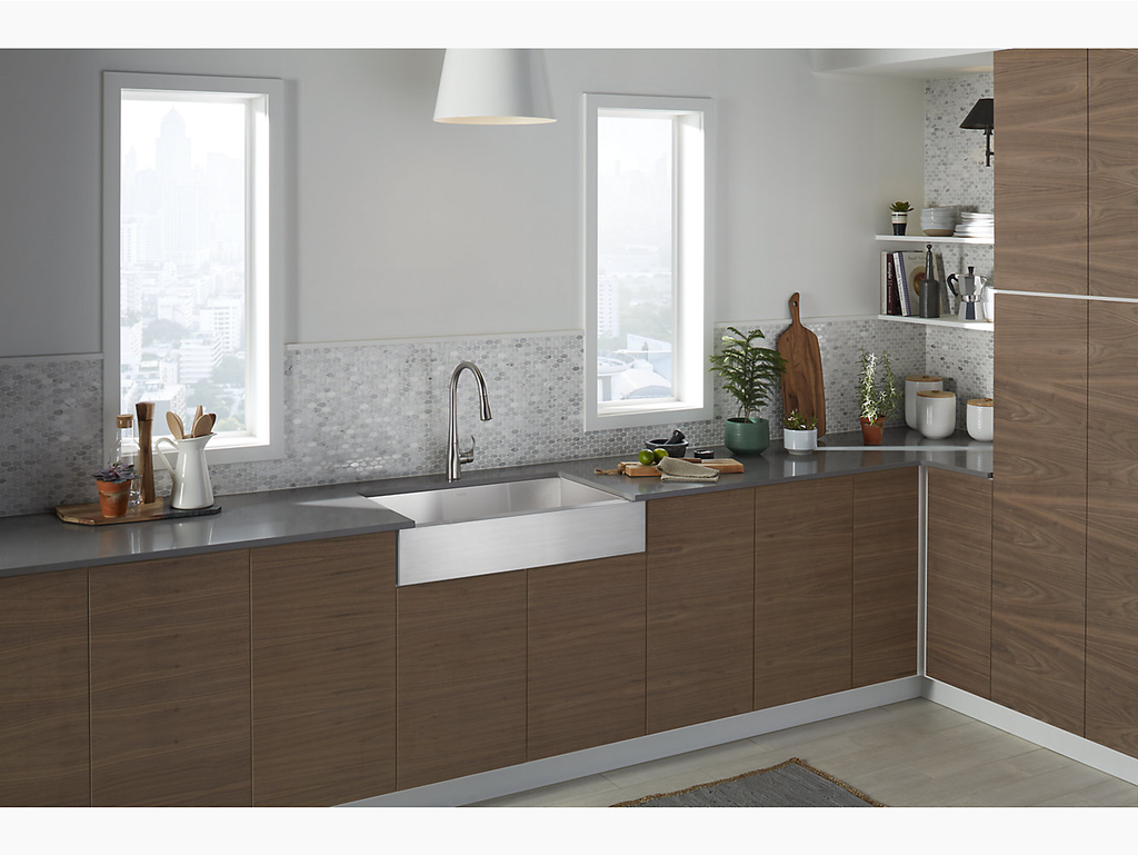 Ludington® Under-Mount Single-Bowl Apron-Front Kitchen Sink, 34" x 19-3/4" x 9-1/2"