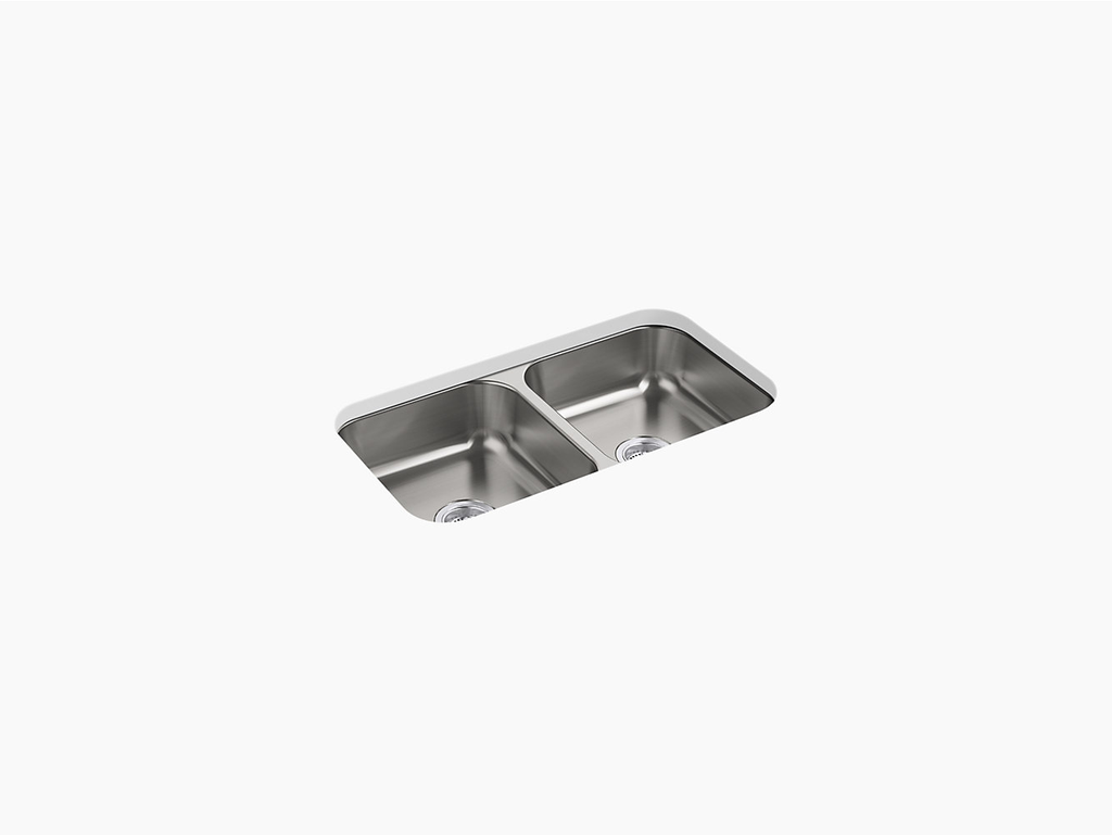 McAllister® Under-Mount Double-Equal Kitchen Sink, 31-15/16" x 18-1/8" x 5-15/16" - 20 pack