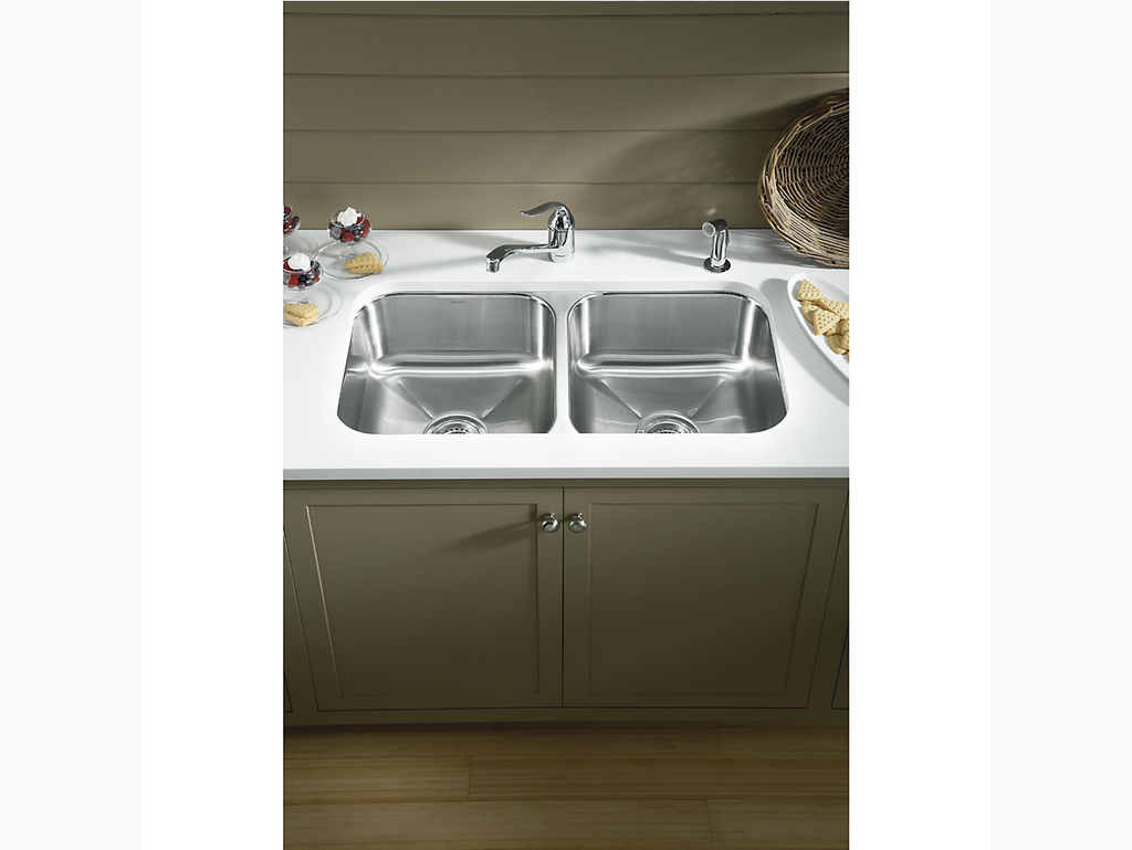 Carthage® Under-Mount Double-Equal Kitchen Sink, 32" x 18" x 8-9/16"