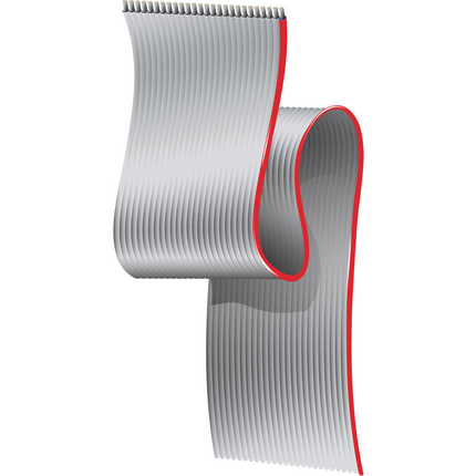 Round Conductor Flat Ribbon Cable, 28 AWG, 10 Conductor, 0.050" Pitch, Gray