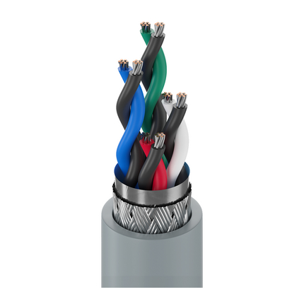 22 AWG, Multi-pair Electronic Cable, 8 Conductor, Unshielded, Gray8304