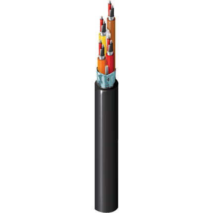 22 AWG Multi-Pair Audio Cable, 4 Conductor, Shielded, Black, 1814R