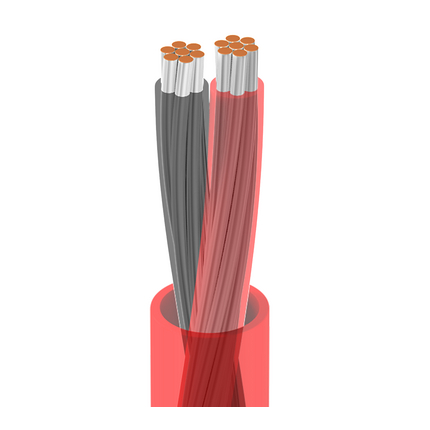 22 AWG, Multi-conductor Electronic Cable, 2 Conductor, Unshielded, RedClassics High-Temp