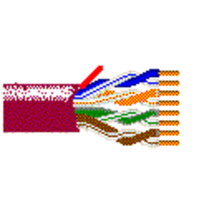 24 AWG, Multi-pair Electronic Cable, 8 Conductor, Unshielded, Maroon7987R