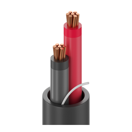 Tray Cable, 12 AWG, 2 Conductor, Unshielded, Black