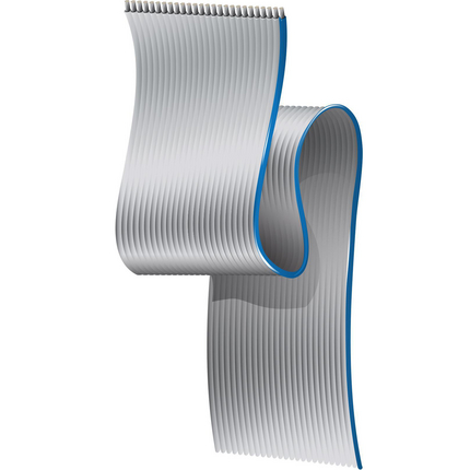 Round Conductor Flat Ribbon Cable, 26 AWG, 16 Conductor, 0.050" Pitch, Gray